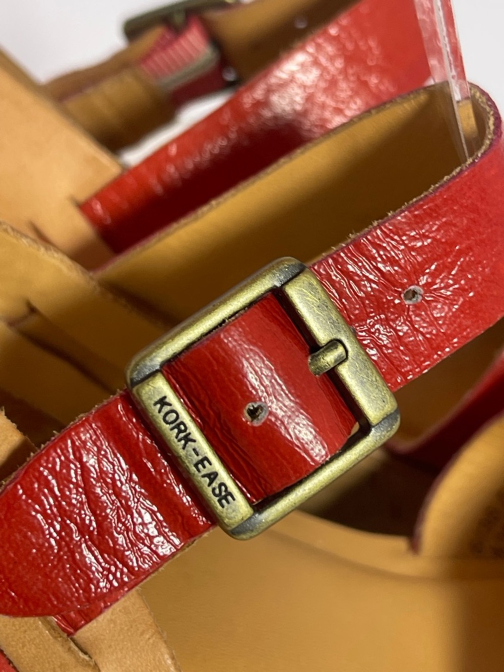 Kork-Ease Red Leather Cork Wedge Platform Sandals size 6 - Picture 6 of 8